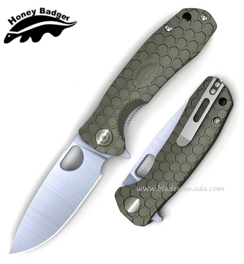 Honey Badger Large Flipper Folding Knife, FRN Green, HB1003